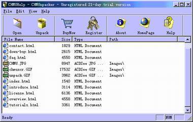 CHMUnpacker Screenshot